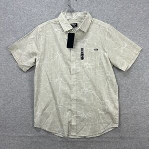 Hurley Shirt Mens Small Beige Floral Hawaiian Tropical Resort Vacation Woven NEW